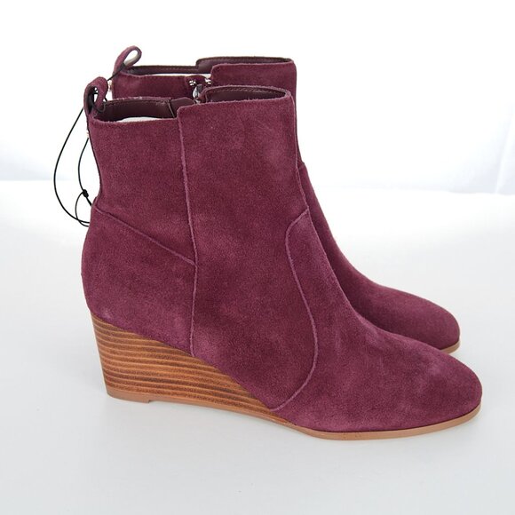 Violet & Red Shoes - Violet & Red Suede Jay Jay Bootie in Burgundy Women's 8.5 NWOT
